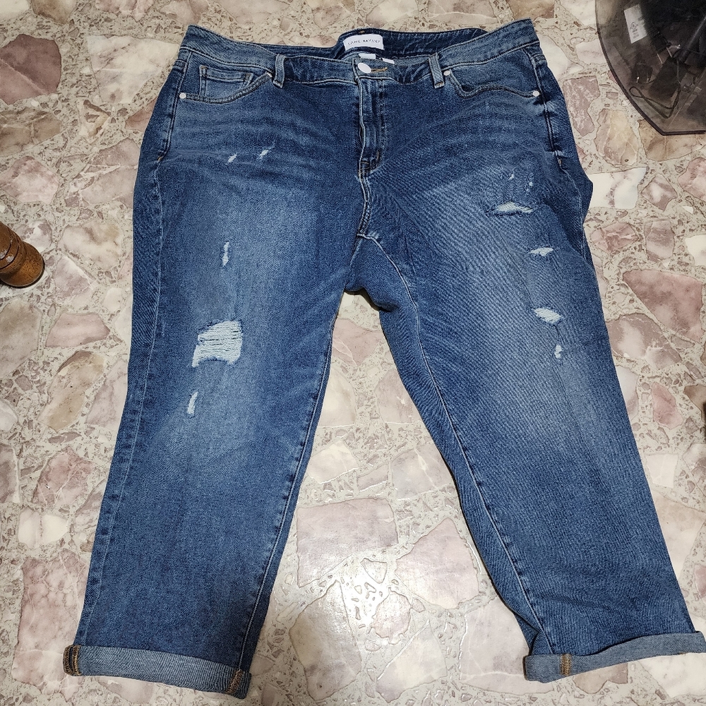 Lane Bryant Blue Boyfriend Jeans Distressed Casual
